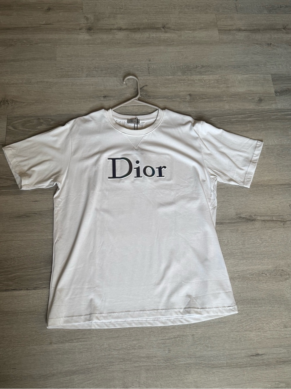 Dior White Short Sleeve Logo Tee with Black Print